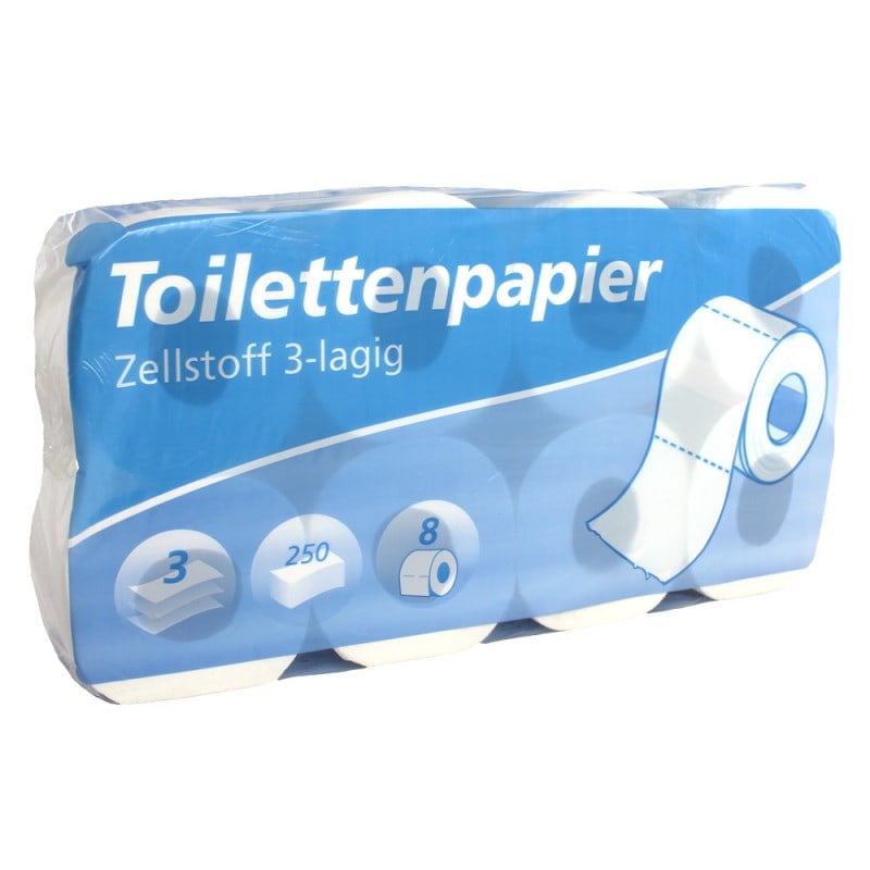 Toilettenpapier 3-lagig von STERN-Waschmittel - 250 Blatt pro Rolle für medizinische Einrichtungen - Med-Praxisbedarf