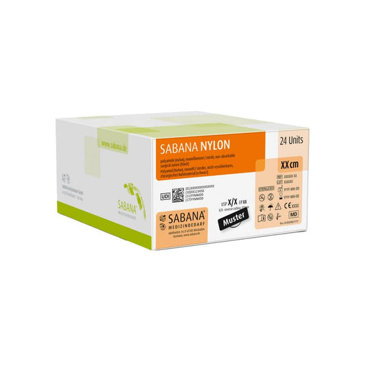 SABANA NYLON synthetisches Nahtmaterial - nicht resorbierbar, schwarzer Faden - Med-Praxisbedarf