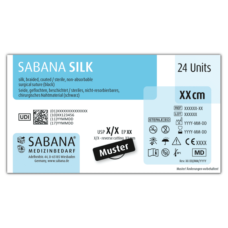 SABANA SILK Nadel-Faden-Kombination - sterile Verpackung mit 24 Einheiten - Med-Praxisbedarf