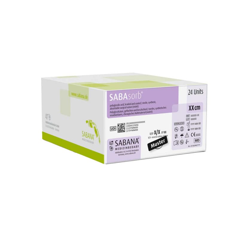 SABAsorb synthetisches resorbierbares Nahtmaterial - geflochtene PGA-Fäden - Med-Praxisbedarf