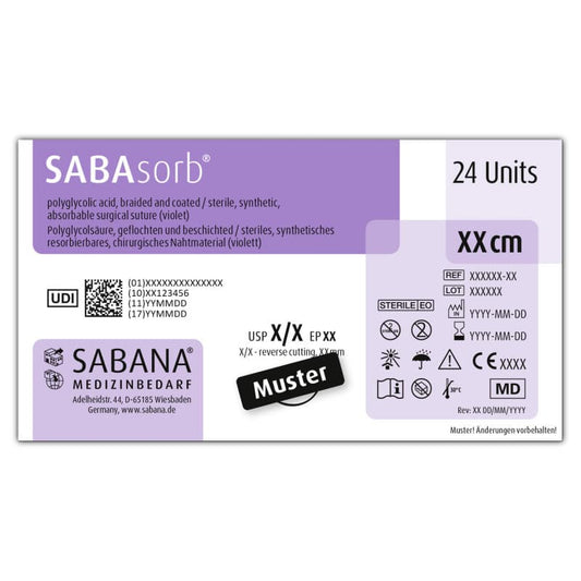 SABAsorb geflochtenes Nahtmaterial aus Polyglykolsäure - für Weichgewebe-Chirurgie - Med-Praxisbedarf