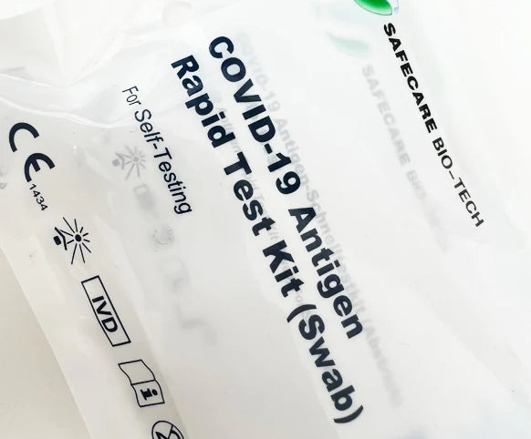 Safecare Corona Schnelltest Verpackung - Frontansicht des Selbsttests mit CE-Kennzeichnung - Med-Praxisbedarf