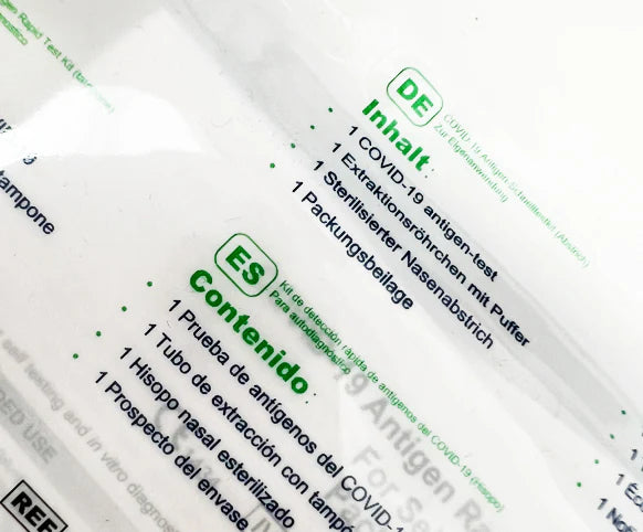 Covid-19 Antigen Schnelltest Inhalt - Testkassette, Tupfer, Pufferlösung im Kit - Med-Praxisbedarf