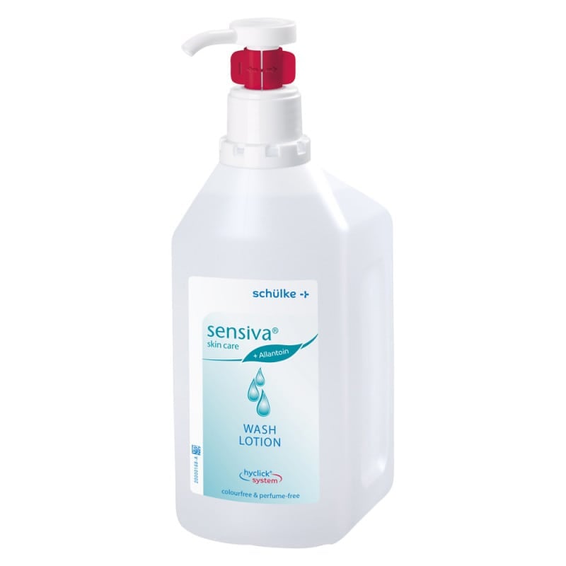 Schülke sensiva Waschlotion Produktvorderseite - Flasche mit Aufschrift und Logo - Med-Praxisbedarf