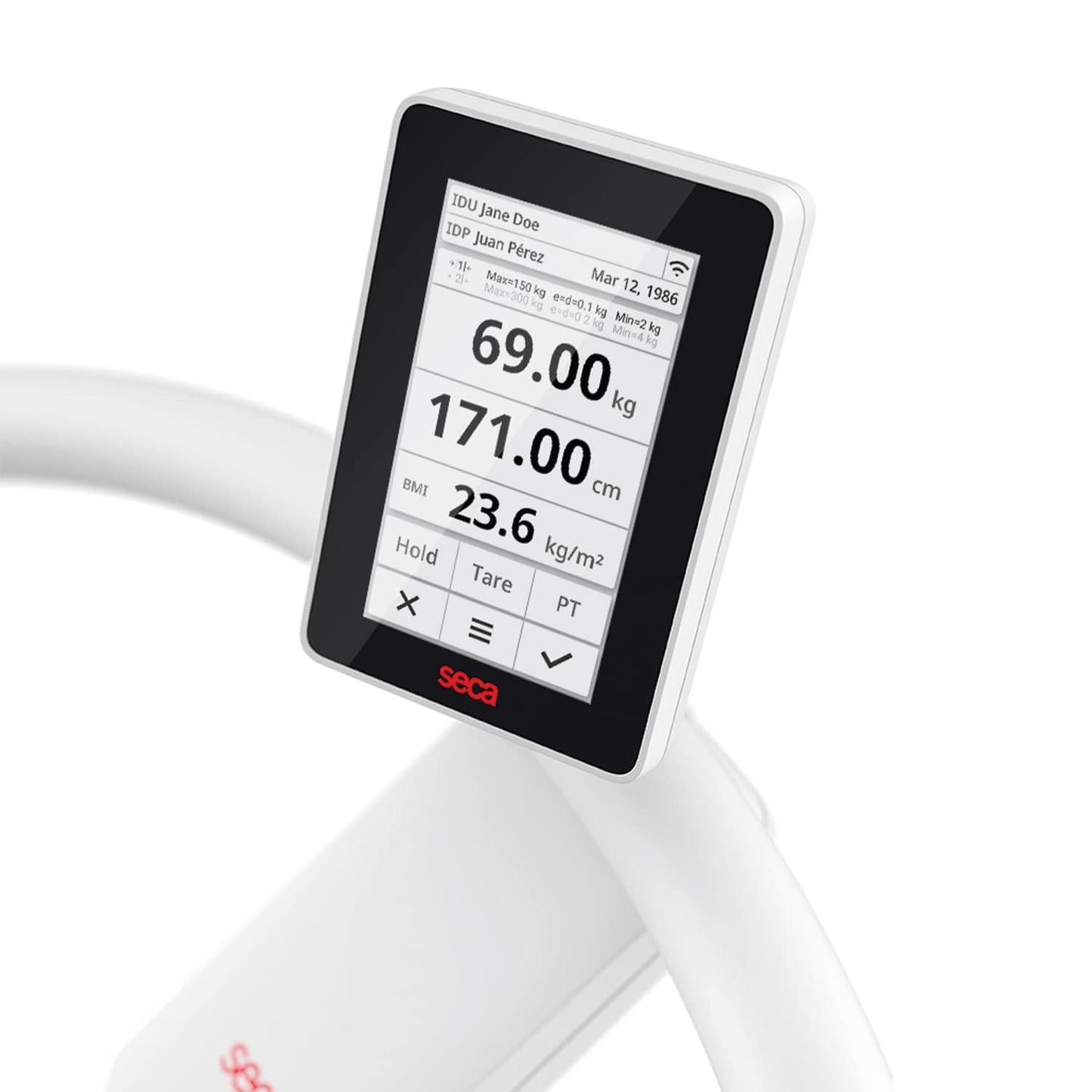 seca 655 Stehhilfewaage im Einsatz - Patientenwaage mit Griff und Display - Med-Praxisbedarf