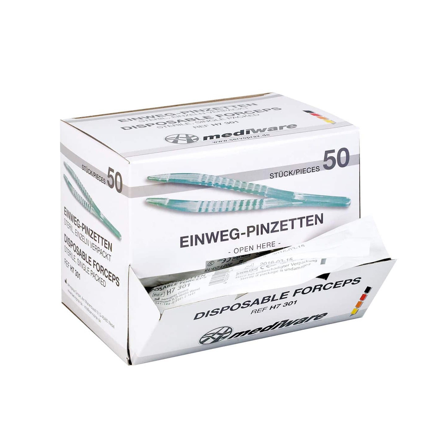 Mediware Pinzette Einweg - sterile Pinzette mit sicherer Handhabung Servoprax - Med-Praxisbedarf