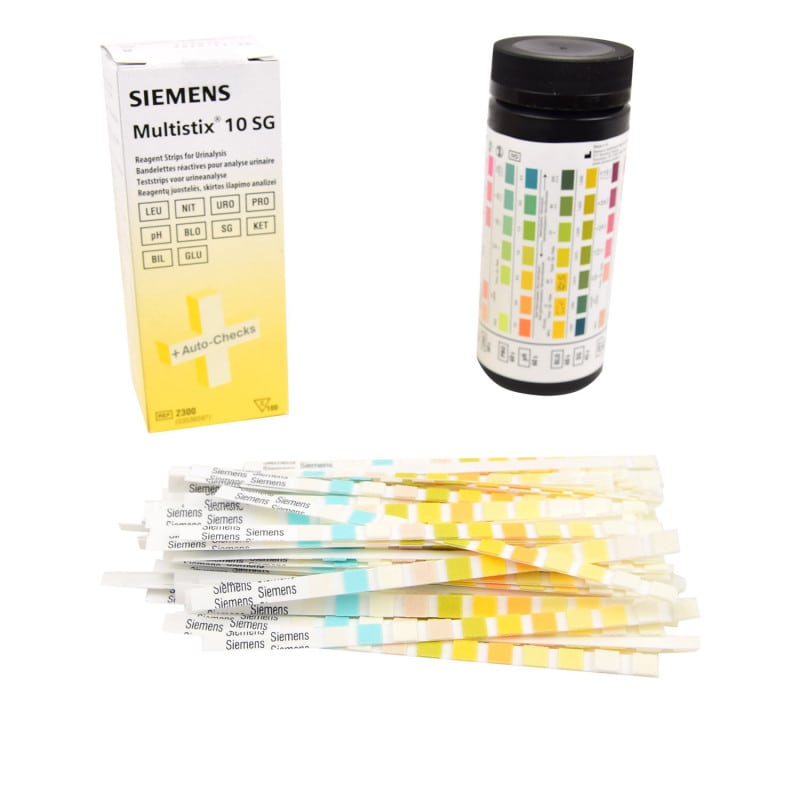 Multistix 10 SG Urinteststreifen 100 Stück - 10 Parameter, für visuelle und instrumentelle Auswertung - Med-Praxisbedarf
