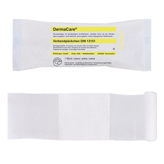 DermaCare Verbandpäckchen steril - mit Mullkompresse und Fixierbinde, einzeln verpackt - Med-Praxisbedarf