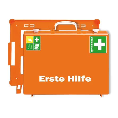 Erste-Hilfe-Koffer nach DIN 13169 geöffnet - Fachunterteilung für Klinik und Pflege - Med-Praxisbedarf