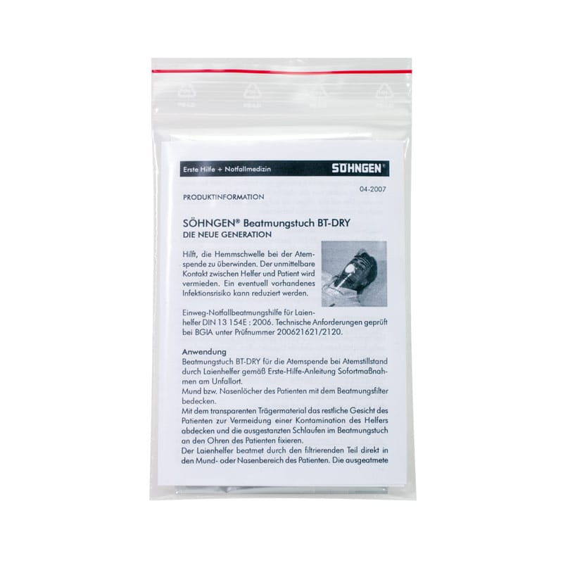Söhngen Beatmungstuch Anwendung - hygienische Beatmungshilfe mit bedruckter Anleitung - Med-Praxisbedarf