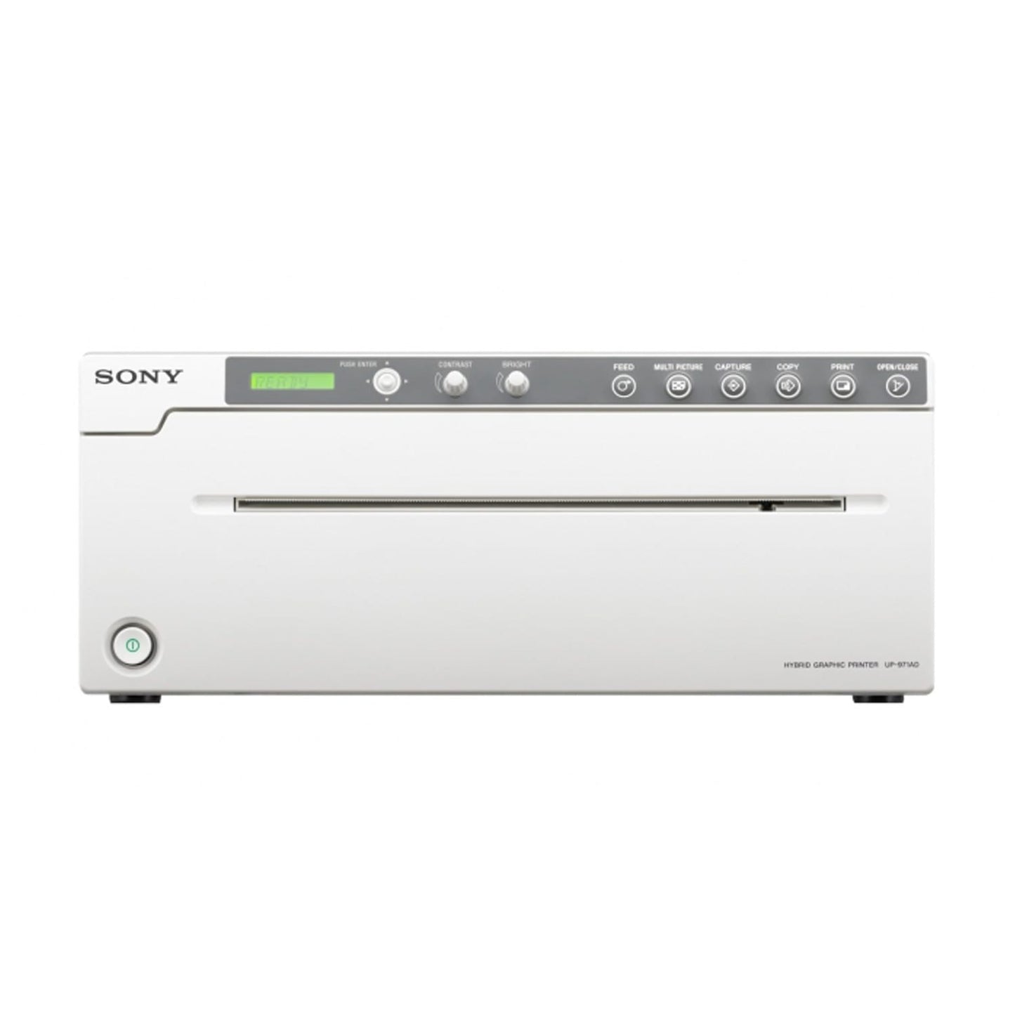 SONY A4 Thermodrucker S/W - Seitenansicht mit Bedienfeld und Einzug für medizinisches Thermopapier - Med-Praxisbedarf