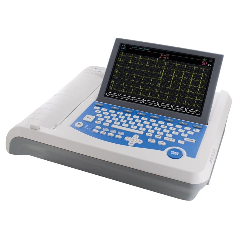 Cardiomate EKG-Gerät Frontansicht - Bedienpanel mit Display für EKG-Aufzeichnungen - Med-Praxisbedarf