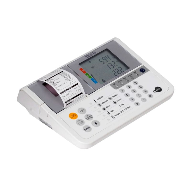 Tanita DC-430MA Körperanalysewaage von oben - zeigt robuste Plattform und Elektroden für die Messung - Med-Praxisbedarf
