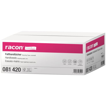 racon comfort Falthandtücher 24x23 cm - 2-lagige Recycling-Tissue-Tücher, naturweiß - Med-Praxisbedarf