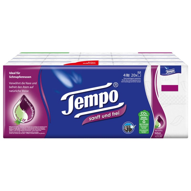 TEMPO Sanft & Frei Taschentücher - mit Eukalyptusöl, extra weich - Med-Praxisbedarf