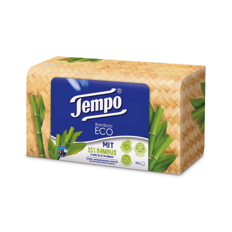 TEMPO Taschentücher Bamboo ECO Einzelpackungen - mit 25% Bambus, für unterwegs - Med-Praxisbedarf