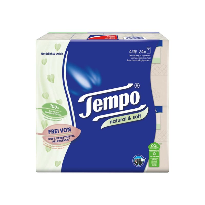 TEMPO Natural & Soft Taschentücher Box - weich und reißfest, ideal für Praxis und Klinik - Med-Praxisbedarf