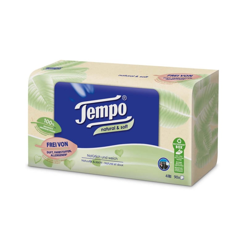 TEMPO Taschentücher Natural & Soft - 100% biologisch abbaubar, für medizinische Einrichtungen - Med-Praxisbedarf