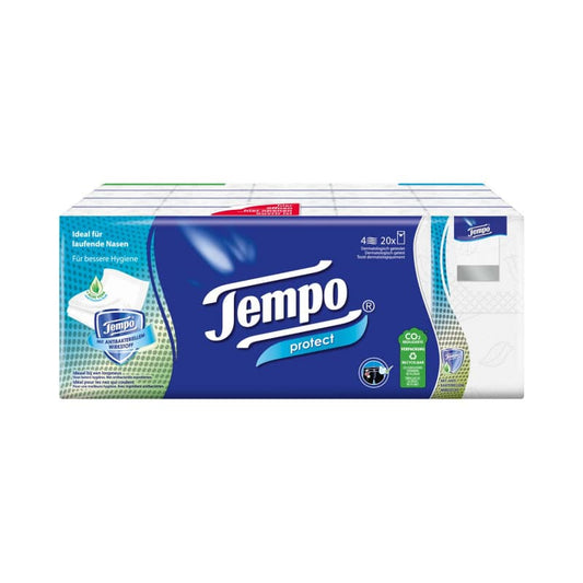 TEMPO Protect Taschentücher - mit Wirkstoff und Aloe Vera für medizinische Bereiche - Med-Praxisbedarf