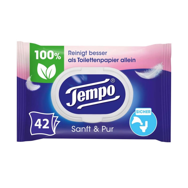 TEMPO feuchte Toilettentücher Packung - sicher herunterspülbar für Pflegeeinrichtungen - Med-Praxisbedarf