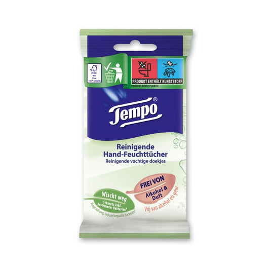 TEMPO reinigende Hand-Feuchttücher - für schnelle Handhygiene, nicht klebend - Med-Praxisbedarf