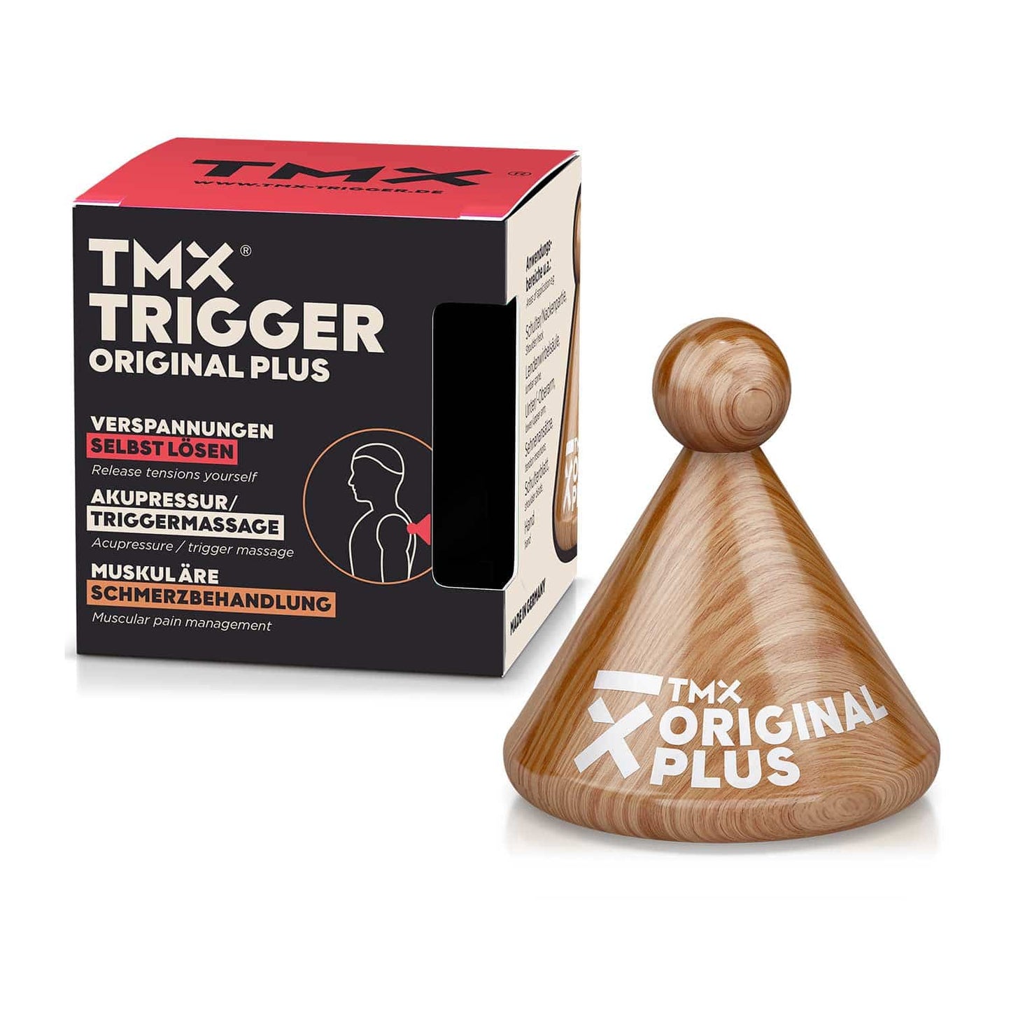 TMX TRIGGER ORIGINAL PLUS Detail - Punktueller Triggerknopf aus Holz für Therapeuten - Med-Praxisbedarf