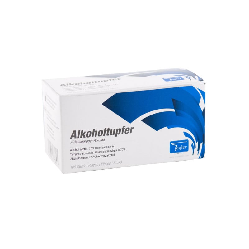 Alkoholtupfer 100 Stück von Teqler - zur Desinfektion vor Injektionen - Med-Praxisbedarf