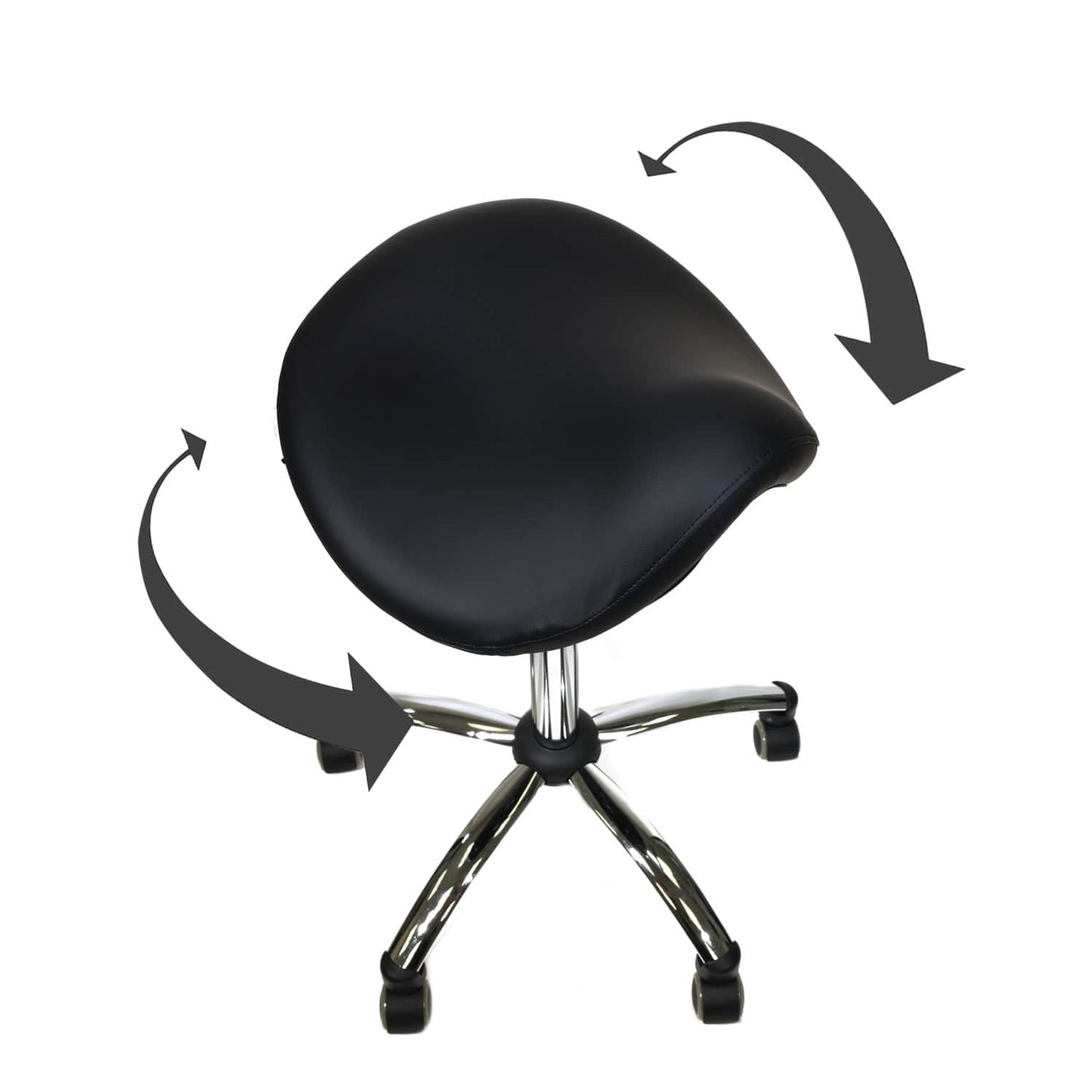 Comfort-Sattelhocker Swing-Mechanismus Seitenansicht - Stabile Rollen, verstellbare Höhe - Med-Praxisbedarf