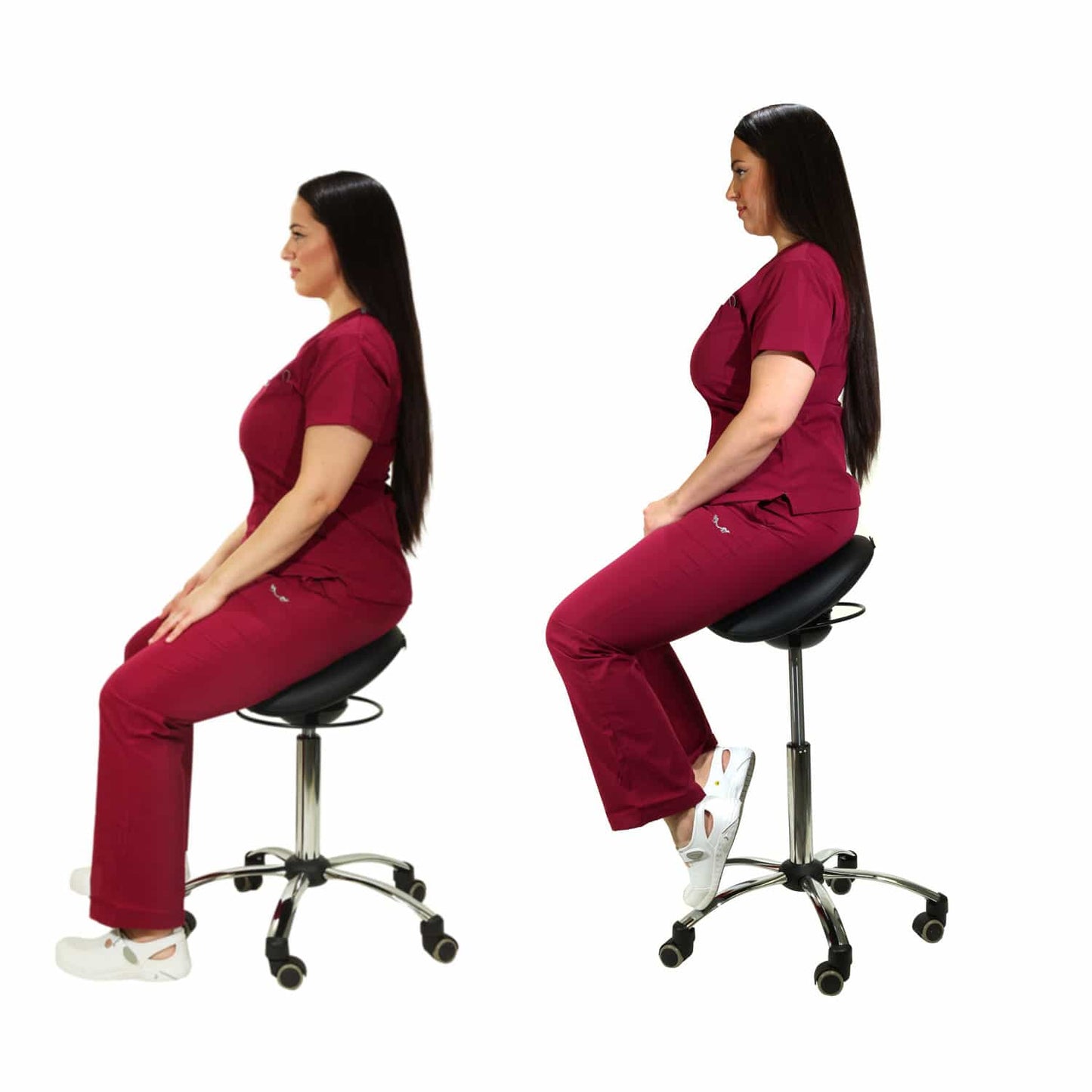 Ergonomischer Sattelhocker Comfort - Graue Sitzfläche, fünf Rollen für Mobilität - Med-Praxisbedarf