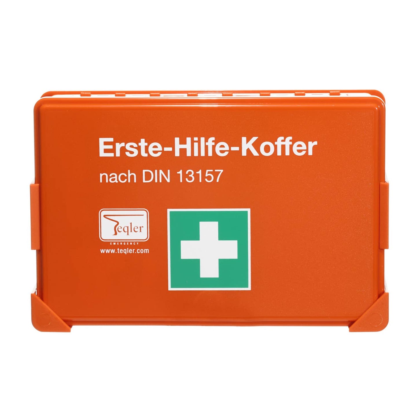 Roter Erste-Hilfe-Kasten geöffnet - Innenansicht der Füllung nach ÖNORM Z 120 - Med-Praxisbedarf