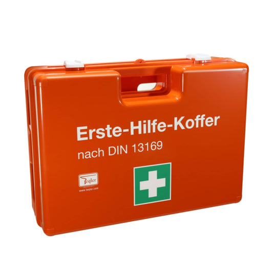 Erste-Hilfe-Koffer DIN 13169 - großer Verbandkasten E für Betriebe, 43x30.5x15 cm, rot-weiß - Med-Praxisbedarf