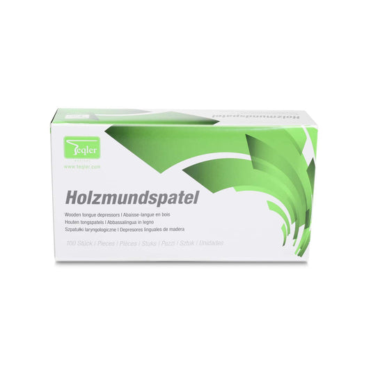 Holzmundspatel 100 Stück von Teqler - Länge 150 mm, Breite 18 mm für medizinische Untersuchungen - Med-Praxisbedarf