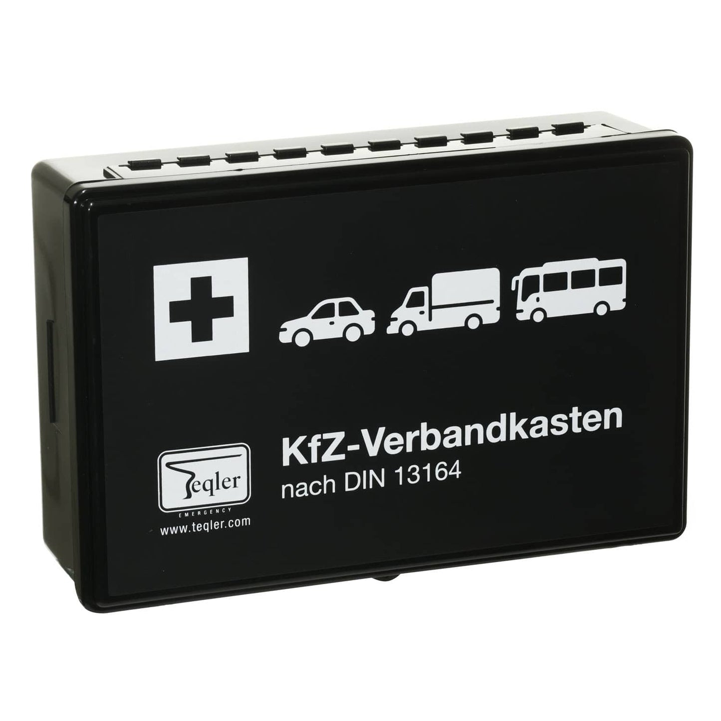 Detailansicht KFZ-Verbandkasten - Verbandmaterial, Schere und Handschuhe nach DIN-Vorschrift - Med-Praxisbedarf
