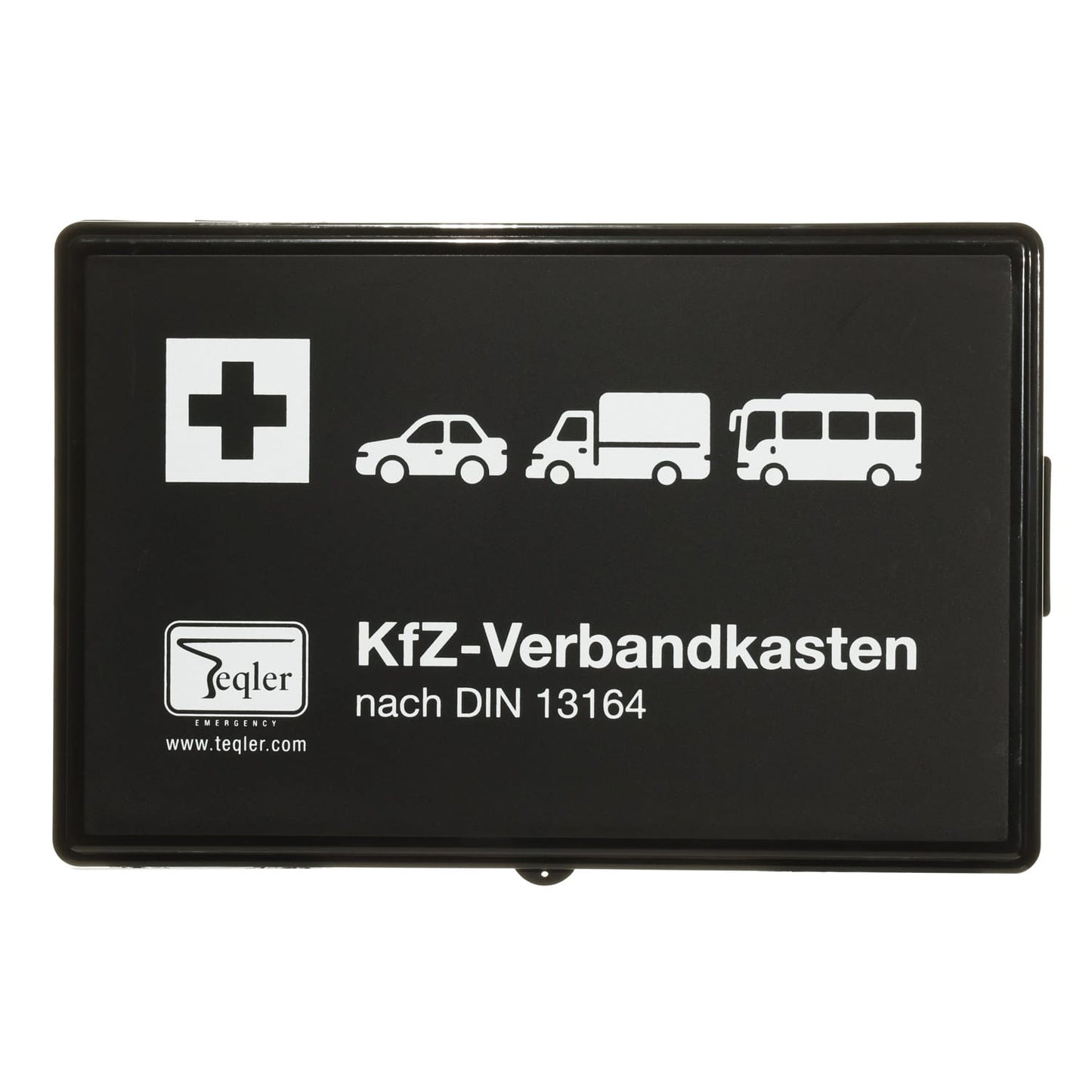 KFZ-Verbandkasten im Seitenprofil - Robustes Kunststoffgehäuse mit Kennzeichnung DIN 13164 - Med-Praxisbedarf