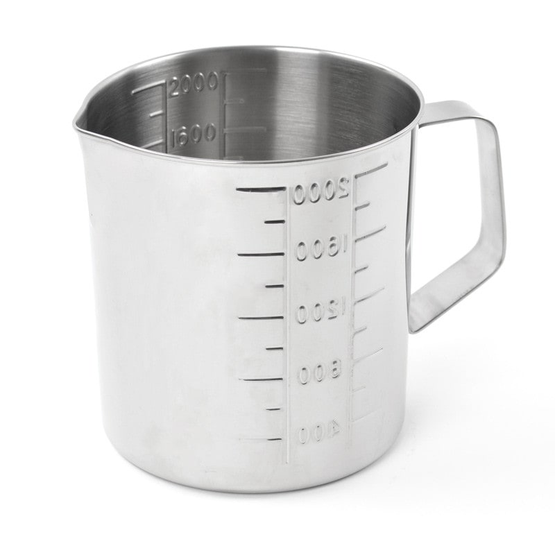 Edelstahl Messbecher 2 Liter - großer, hygienischer Becher aus Stahl - Med-Praxisbedarf