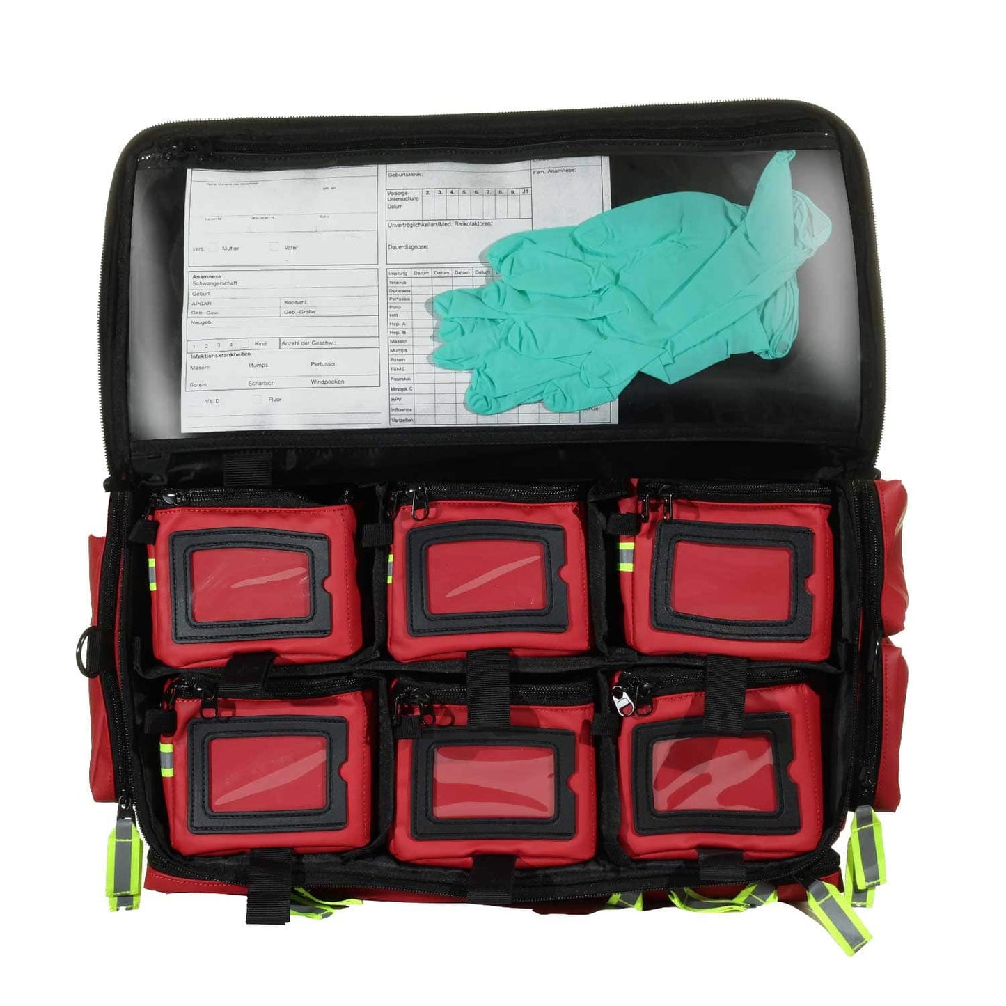 Notfalltasche Hasselt von der Seite - kompakte Maße und stabiler Boden für Standfestigkeit - Med-Praxisbedarf