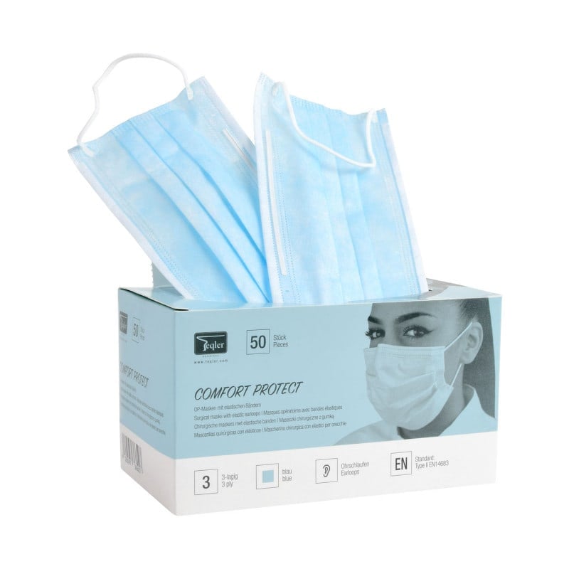 OP-Mund-Nasen-Schutz 3-lagig - Einwegmaske für Hygiene, Typ II Norm, blau - Med-Praxisbedarf