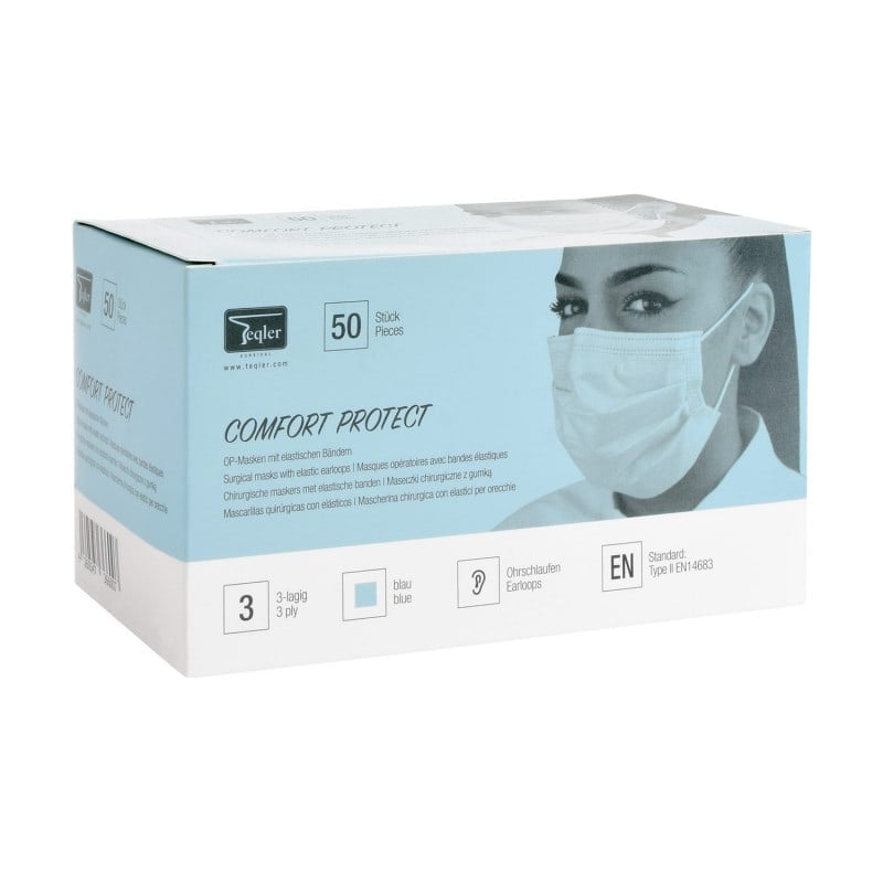 OP-Maske Typ II 3-lagig - aus medizinischem Material, Einweg Mundschutz blau - Med-Praxisbedarf