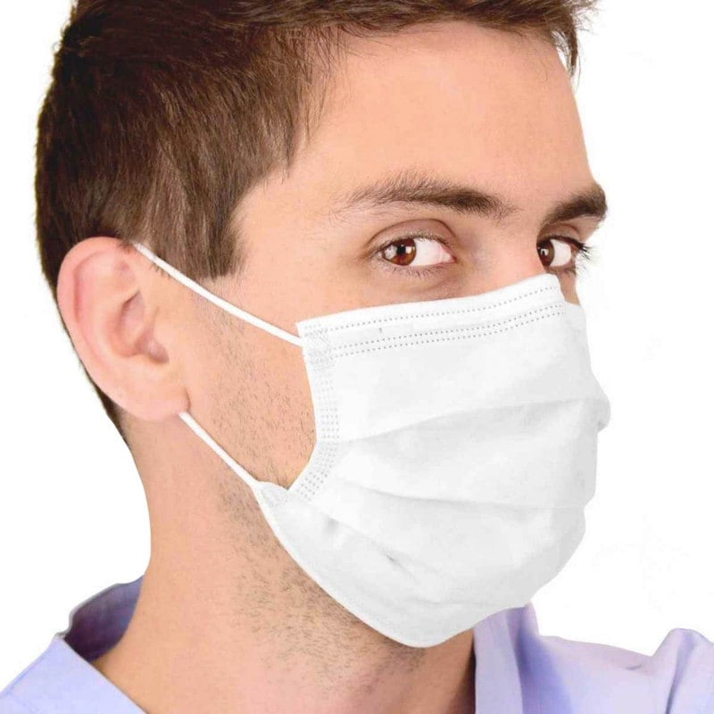 OP-Mundschutz blau 3-lagig - mit Nasenbügel für besseren Sitz, Einweg Mund-Nasen-Schutz - Med-Praxisbedarf