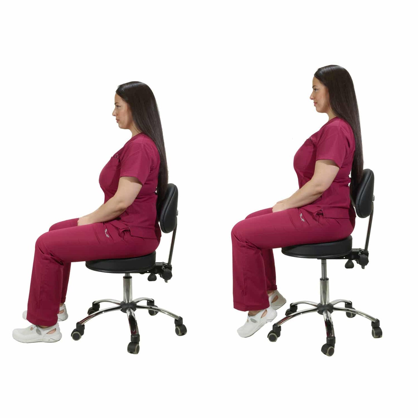 Medizinischer Rollhocker von oben - runde Sitzfläche und Drehfunktion im Detail - Med-Praxisbedarf