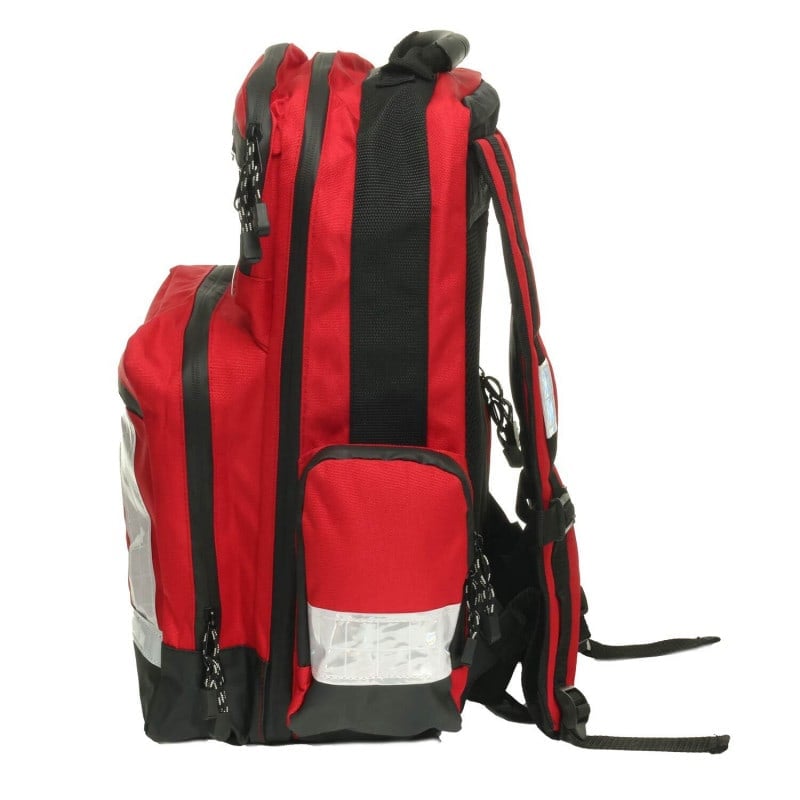 Rettungsrucksack leer von Teqler, Übersicht der Innenaufteilung und Taschen - Med-Praxisbedarf