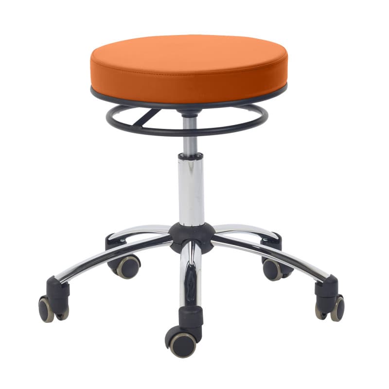 Rollhocker mit Ringauslöser - stufenlose Höhenverstellung 47-57 cm, verchromtes Fußkreuz - Med-Praxisbedarf