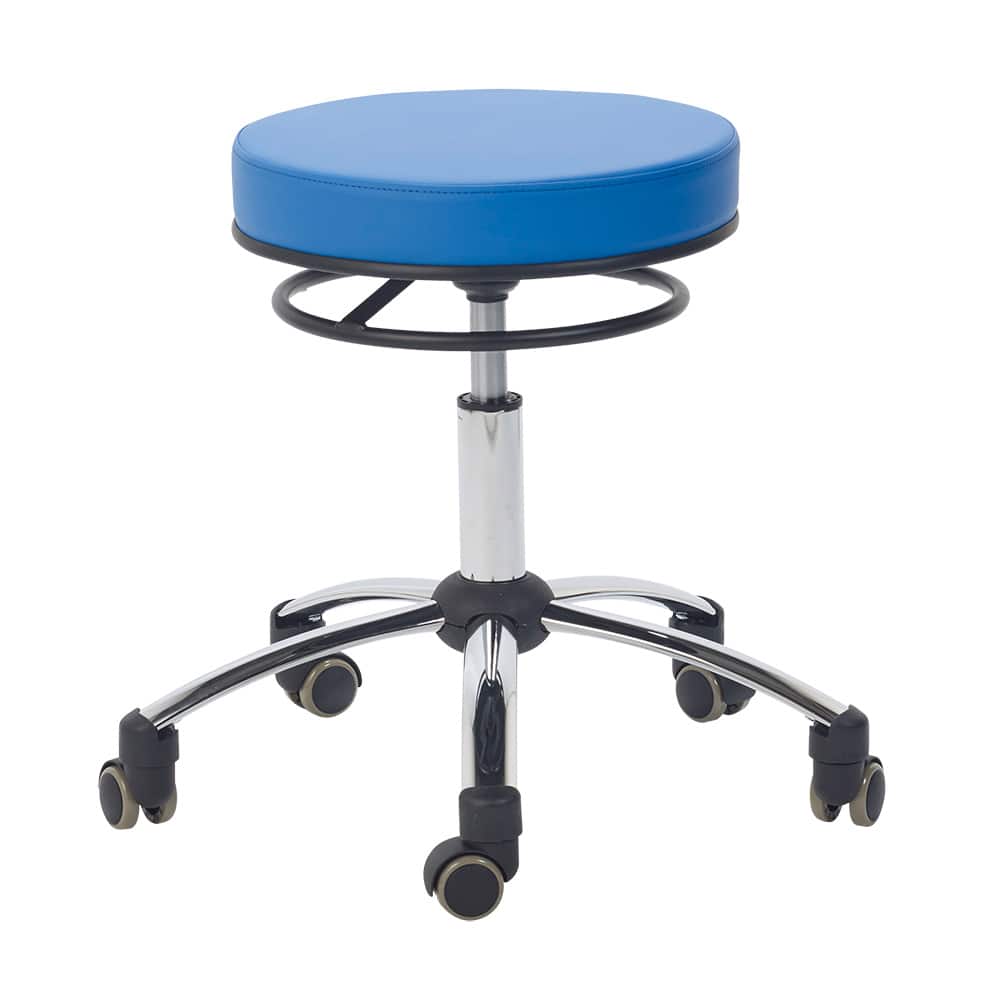 Rollhocker mit Ringauslöser in Schwarz - Höhenverstellbar von 47 bis 57 cm - Med-Praxisbedarf
