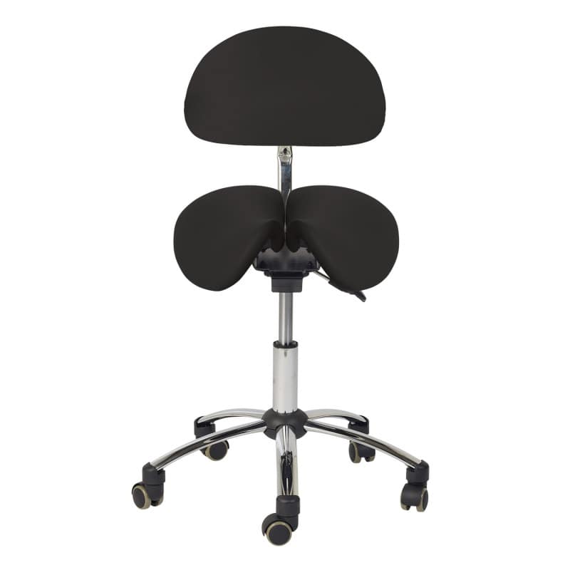 Ergonomie-Hocker mit Rückenlehne - Sattelform für gesunde Sitzhaltung in der Praxis - Med-Praxisbedarf