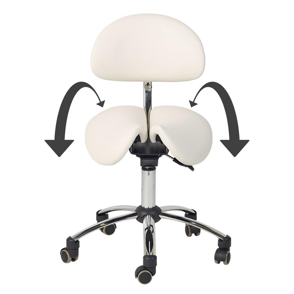 Sattel-Hocker mit Rückenlehne Teqler - ergonomischer Arbeitsstuhl mit gepolsterter Sitzfläche - Med-Praxisbedarf