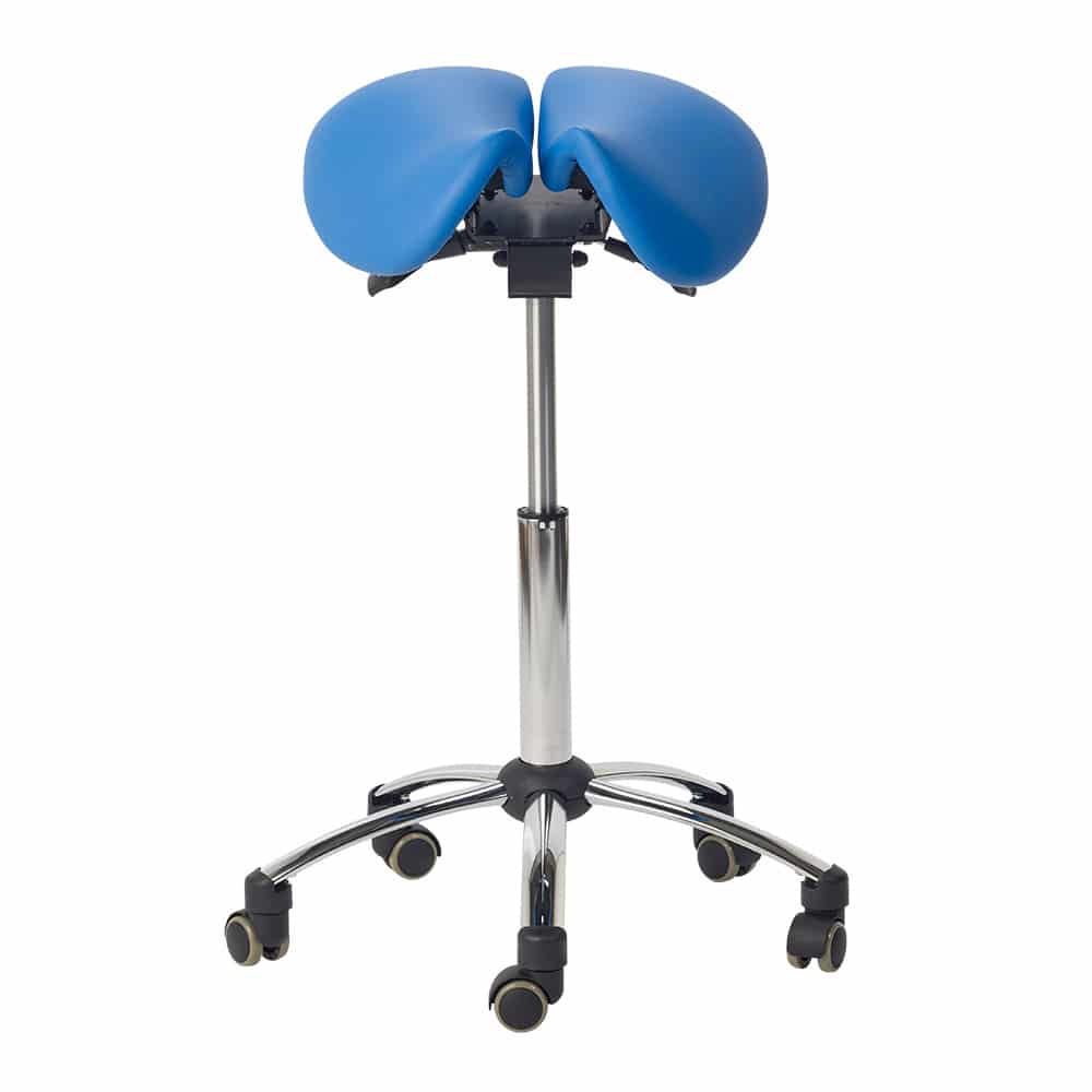 Sattelhocker ergonomischer Arbeitsstuhl für medizinische Einrichtungen - geteilte Sitzfläche, schwarz - Med-Praxisbedarf