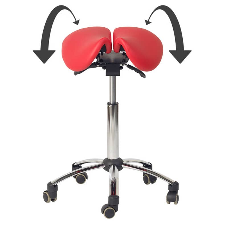Sattelhocker in Praxisumgebung - Arzt bei der Arbeit, ergonomisches Sitzen, mobil - Med-Praxisbedarf