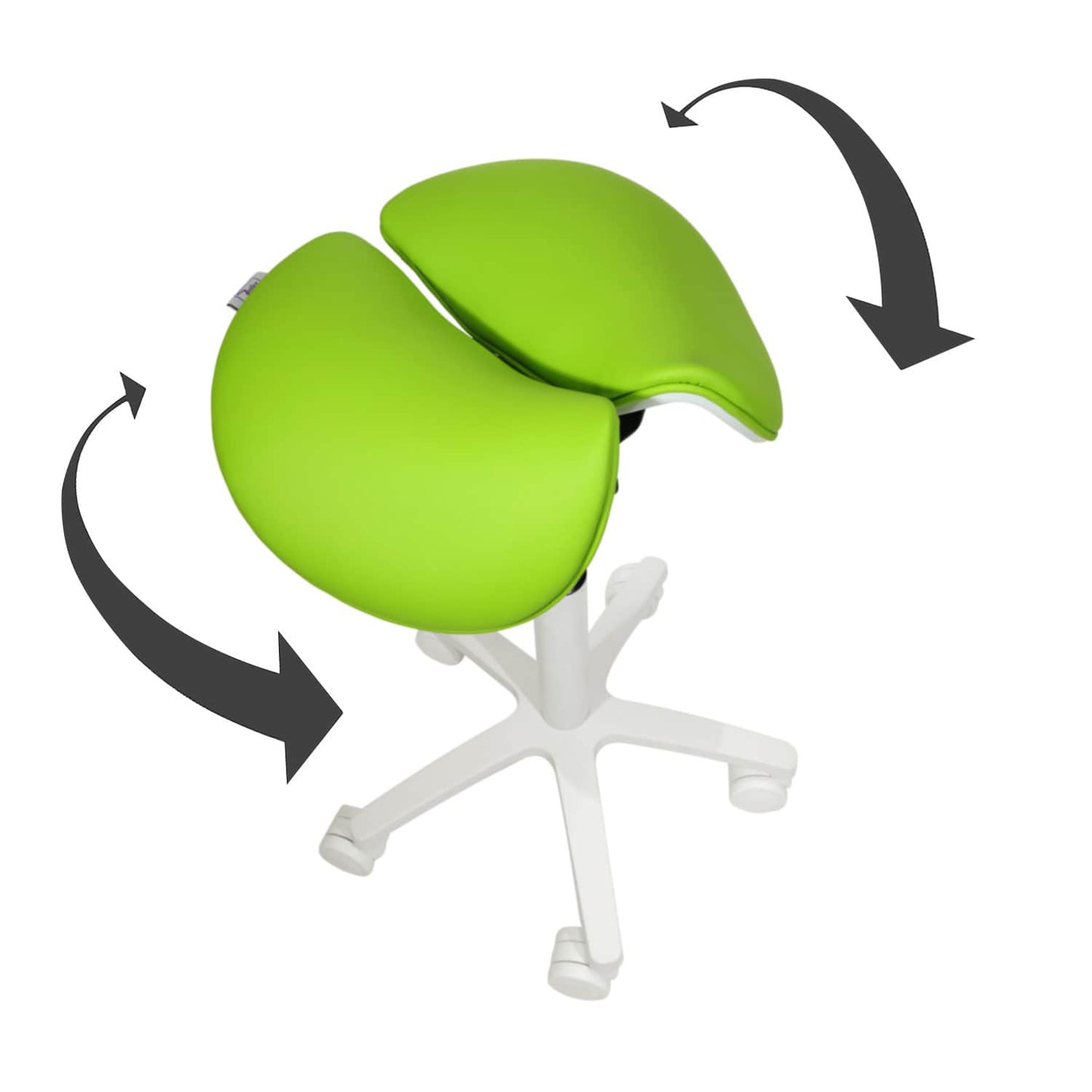 Sattelhocker mit geteilter Sitzfläche - Seitenansicht des ergonomischen Hockers in Klinik - Med-Praxisbedarf