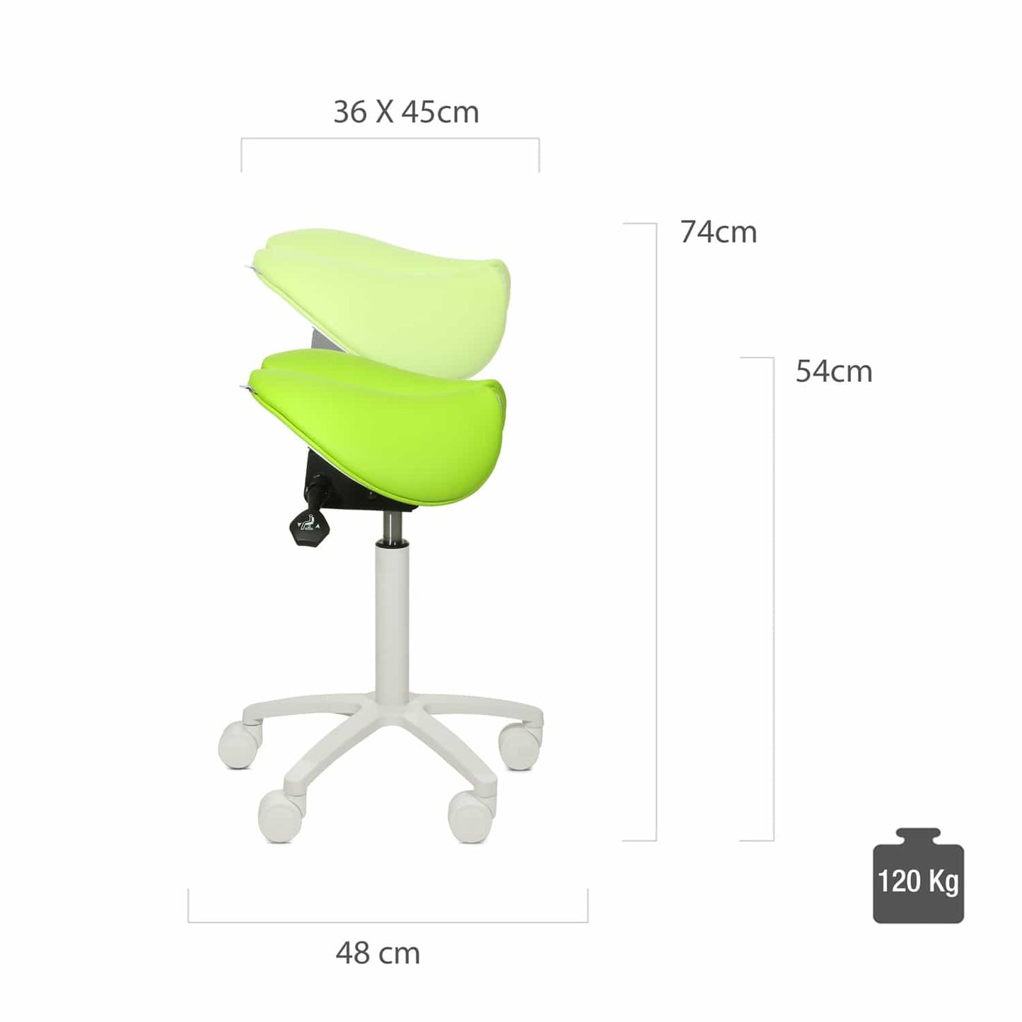 Sattelhocker geteilte Sitzfläche - Detailaufnahme der ergonomischen Sitzfläche - Med-Praxisbedarf