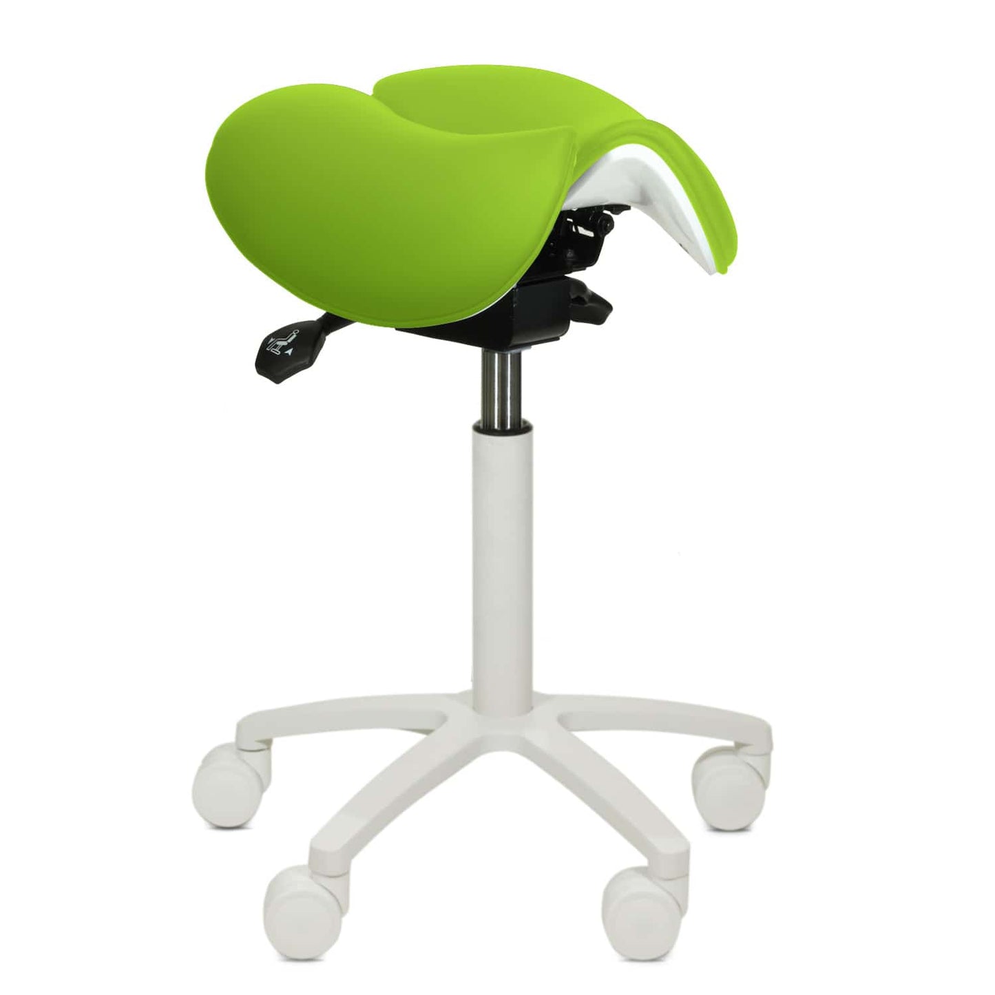 Sattelhocker mit geteilter Sitzfläche - ergonomischer Arbeitshocker für Arztpraxis und Pflege - Med-Praxisbedarf
